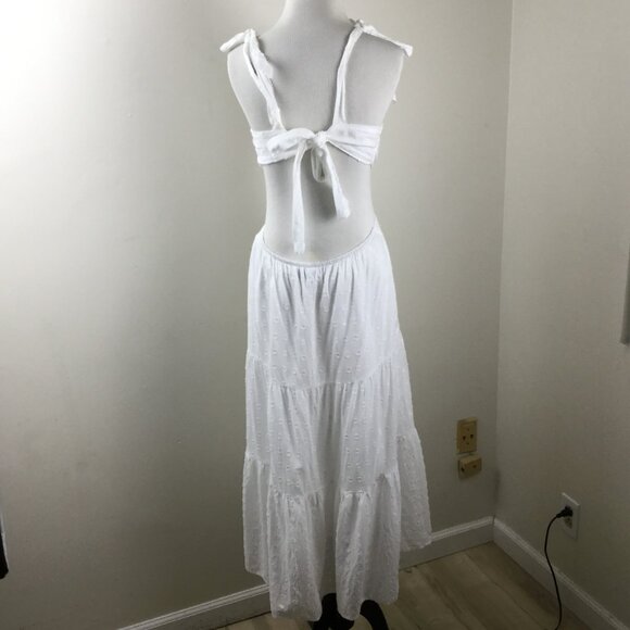 MinkPink Swiss Dot White Maxi Dress m - Picture 6 of 9